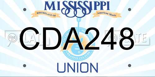 CDA248 Mississippi License Plate