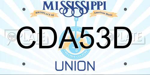 CDA53D Mississippi License Plate