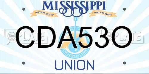 CDA53O Mississippi License Plate