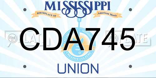 CDA745 Mississippi License Plate