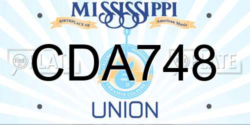 CDA748 Mississippi License Plate