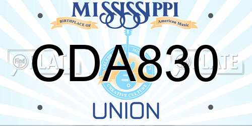 CDA830 Mississippi License Plate