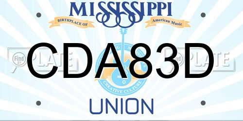 CDA83D Mississippi License Plate