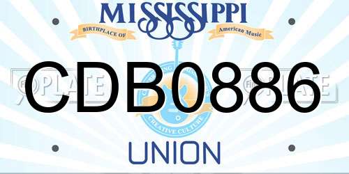CDB0886 Mississippi License Plate
