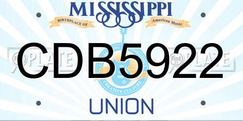 CDB5922 Mississippi License Plate