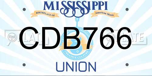 CDB766 Mississippi License Plate