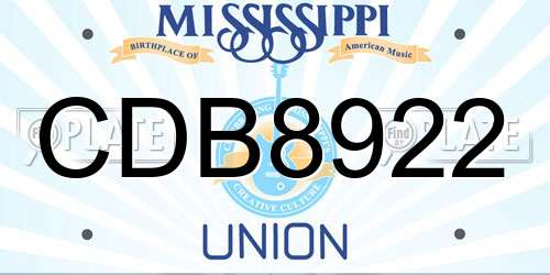 CDB8922 Mississippi License Plate