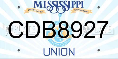 CDB8927 Mississippi License Plate