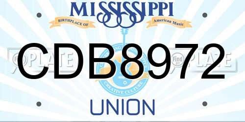 CDB8972 Mississippi License Plate