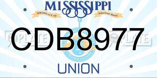 CDB8977 Mississippi License Plate