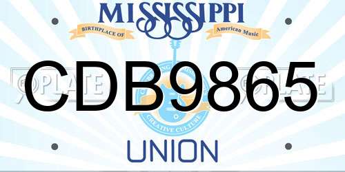 CDB9865 Mississippi License Plate