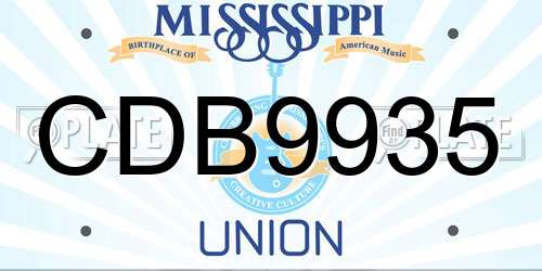 CDB9935 Mississippi License Plate