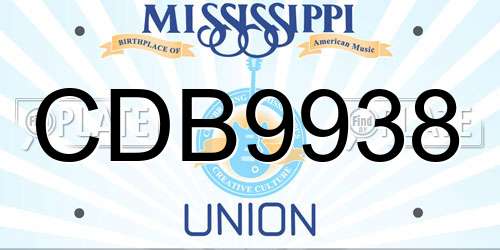 CDB9938 Mississippi License Plate