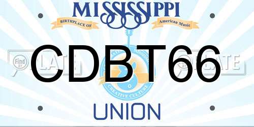 CDBT66 Mississippi License Plate