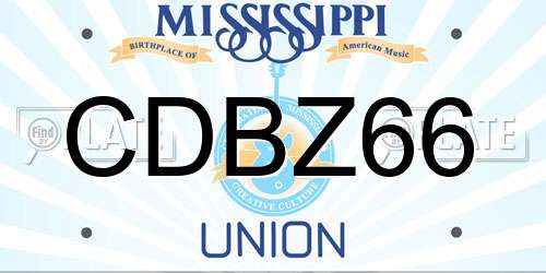 CDBZ66 Mississippi License Plate