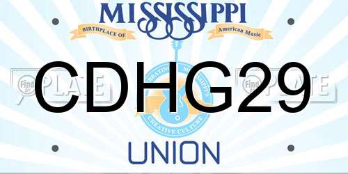 CDHG29 Mississippi License Plate