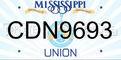 CDN9693 Mississippi License Plate