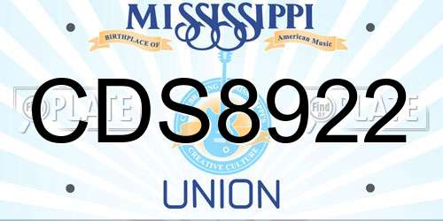 CDS8922 Mississippi License Plate