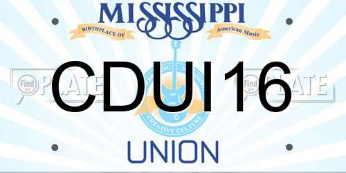 CDUI16 Mississippi License Plate