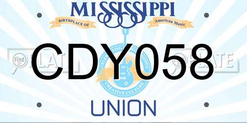 CDY058 Mississippi License Plate
