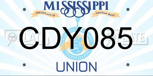 CDY085 Mississippi License Plate