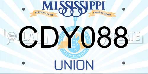 CDY088 Mississippi License Plate