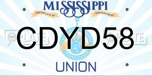 CDYD58 Mississippi License Plate