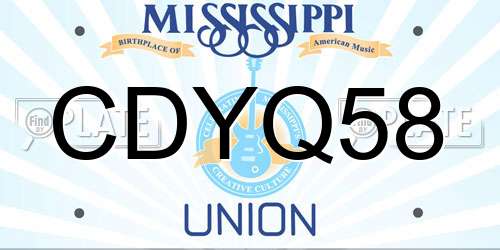 CDYQ58 Mississippi License Plate