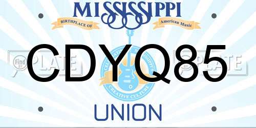 CDYQ85 Mississippi License Plate