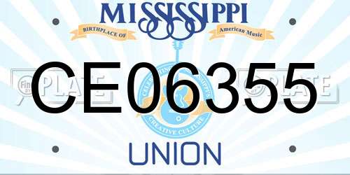 CE06355 Mississippi License Plate