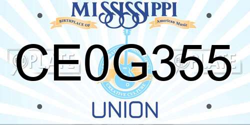 CE0G355 Mississippi License Plate