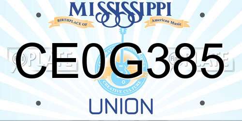CE0G385 Mississippi License Plate