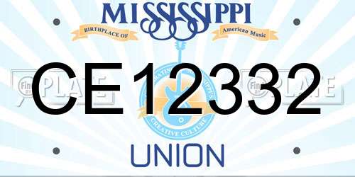 CE12332 Mississippi License Plate