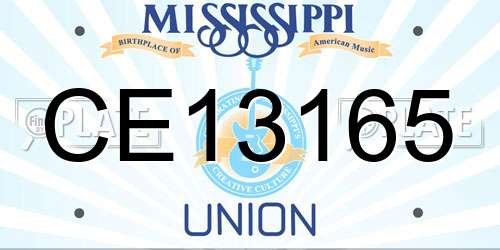 CE13165 Mississippi License Plate
