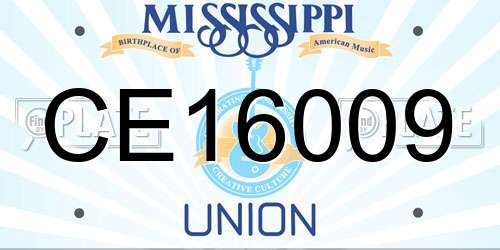 CE16009 Mississippi License Plate