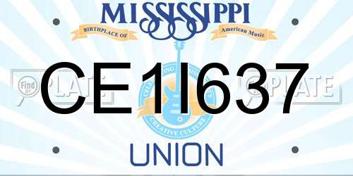 CE1I637 Mississippi License Plate