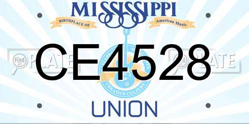 CE4528 Mississippi License Plate