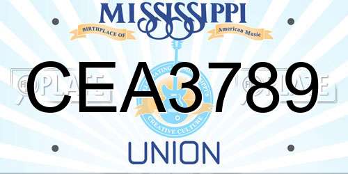 CEA3789 Mississippi License Plate