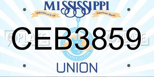 CEB3859 Mississippi License Plate