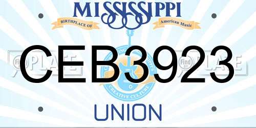 CEB3923 Mississippi License Plate