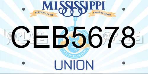 CEB5678 Mississippi License Plate