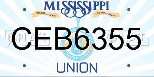 CEB6355 Mississippi License Plate