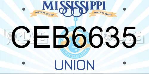 CEB6635 Mississippi License Plate