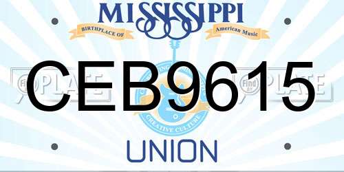 CEB9615 Mississippi License Plate