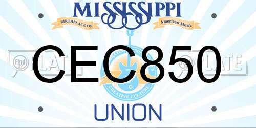 CEC850 Mississippi License Plate