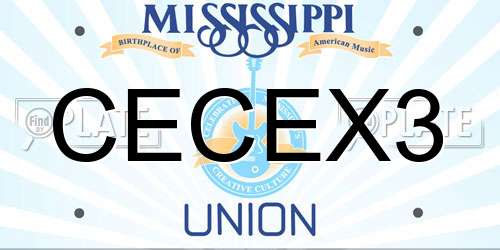 CECEX3 Mississippi License Plate