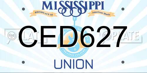 CED627 Mississippi License Plate