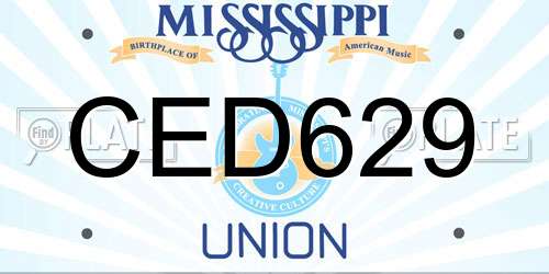 CED629 Mississippi License Plate
