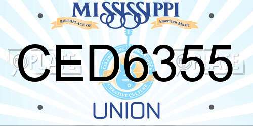 CED6355 Mississippi License Plate