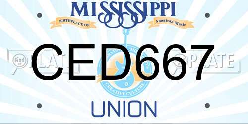 CED667 Mississippi License Plate